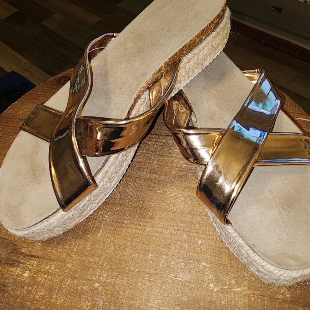 Women's Gold Slide Sandals